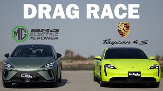 HIGHLIGHT MG4 XPOWER vs Porsche Taycan 4S DRAG RACE [upl. by Ahsas]