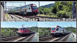 Zugsichtungen bei der Eisenbahnbrücke Wettingen–Baden Kanton Aargau Schweiz 2022 [upl. by Assyli]