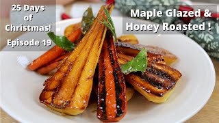 Maple Glazed Parsnips amp Honey Roasted Carrots  25 Days of Christmas Recipes [upl. by Aidul]