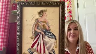 Flosstube 16  Patriotic Wall Tour Finishes Framed Pieces and Cross Stitch Progress [upl. by Udele]