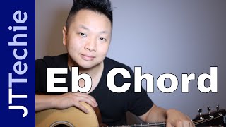 How to Play Eb Chord on Acoustic Guitar  E Flat Chord [upl. by Enamart253]