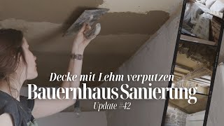 DECKE im BAD mit LEHM verputzen  Stahlträger verkleiden  Unpacking Waschbecken  Update 42 [upl. by Bron]