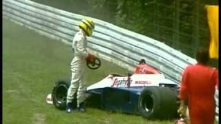 HD Ayrton Senna heavy crash Hockenheim 1984 Grand Prix of Germany LIVE BBC COMMENTARY [upl. by Darahs]