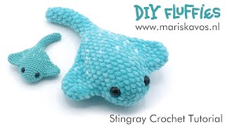 How to crochet a cute small stingray Amigurumi  free almost no sew easy tutorial for beginners [upl. by Mauretta243]