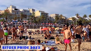 Sitges Pride 2023 Beach Party after the Parade in Barcelona Spain [upl. by Aitnom]