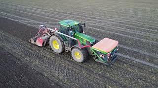 JOHN DEERE 6250R  AMAZONE FTENDER 1600  GRAMEGNA spitmachine  rotoreg en zaad verdeler [upl. by Lorou]