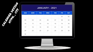 Calendar UI Design With CSS Grid  Pure HTML CSS UI Design [upl. by Nannie392]