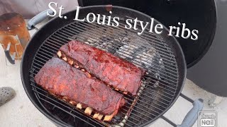 St Louis Style ribs on the Weber Kettle [upl. by Etnoval]