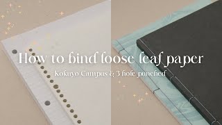 TUTORIAL Make a notebook with lined loose leaf binder paper ⟡ Stab Binding craft and chill with me [upl. by Intihw522]