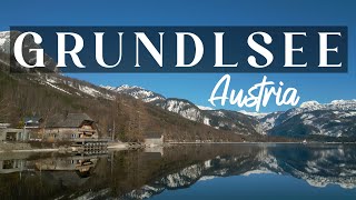 Grundlsee Lake in Austria  Stunning 4K Drone Video  Snow Capped Mountains and Semi Frozen Lake [upl. by Gwynne662]