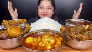 ASMR MUKBANG EATING SPICY FAT CURRY  MUTTON MASALA CHICKEN JHOOL  LIVER  PURI  MESSY EATING [upl. by Eiramrebma]