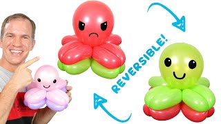 como hacer PULPO REVERSIBLE 😡😊 pulpito reversible con globos REAL  globoflexia  gustavo gg [upl. by Eive]