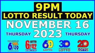 9pm Lotto Result Today November 16 2023 Thursday [upl. by Andrien]