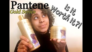 Pantene Gold Series Review For Luscious Curls  One Product Wash and Go  Curl Defining Pudding [upl. by Llenahc527]