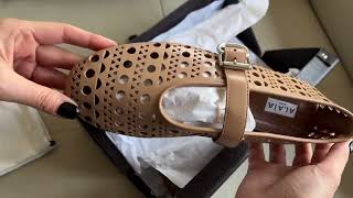 ALAÏA PERFORATED LEATHER BALLET PUMPS UNBOXING [upl. by Nerfe]