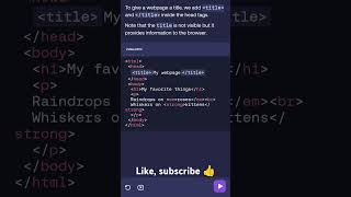 Day17 Learn to give a title to your webpage in html learning new coding reddit viralshorts [upl. by Leahsim297]