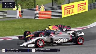 RICCIARDO CRASH WITH BOTTAS  OVERTAKES  Hungarian GP Recreation  F1 2017 Game [upl. by Ennirok]