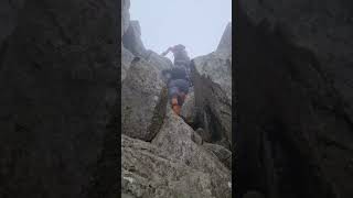 Tryfan north ridge 🥾⛰️🥵 mountains hiking wales snowdonianationalpark climbing [upl. by Kearney]