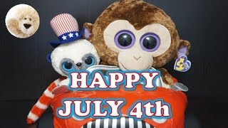 HAPPY 4th July Yoohoo Friends Teddy Bear Plush LuckyLionBear Musically ty Beanie Boos Monkey Coconut [upl. by Yralih]