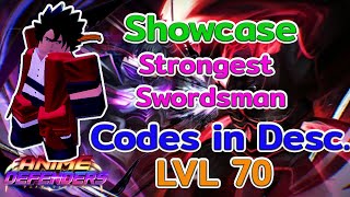 Showcase strongest swordsman  Anime Defenders Update 2  Roblox [upl. by Nibbs]