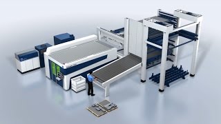 TRUMPF automation TruLaser 5030 fiber  Semiautomated und fully automated processing [upl. by Corso623]