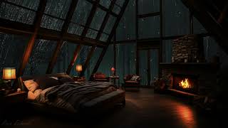 Its raining Tonight I just wanna sleep in Cozy Attic Bedroom w fireplace🔥 Rain out cold forest 🌧️ [upl. by Russ103]