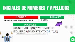 📣Extraer Iniciales de nombres y Apellidos en Excel [upl. by Elohcin]