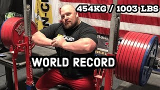 Bench Press World Record 454kg  1003lbs set by Blaine Sumner [upl. by Eletnahc]