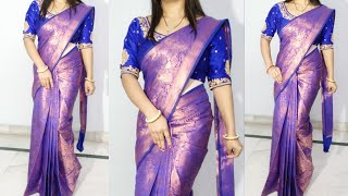 How to wear pre pleated saree  saree draping with prepleated saree  pre pleated silk saree draping [upl. by Shelley]