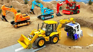 Police car JCB Excavator Construction Vehicles catch thief  Toy for kids [upl. by Arianne]