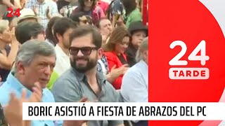 Presidente Boric asistió a la Fiesta de los Abrazos del PC  24 Horas TVN Chile [upl. by Hsiwhem]