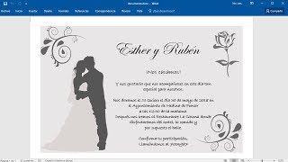 Cómo hacer una invitación para boda en Word [upl. by Ihteerp]