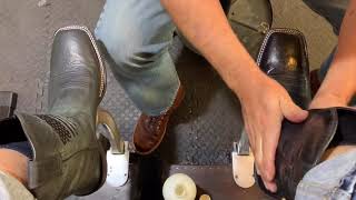 Ariat boots clean and shine ready for the rodeo or work  ANGELO SHOE SHINE ASMR [upl. by Neerom]