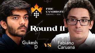 Round 11  Gukesh D vs Fabiano Caruana  FIDE Candidates 2024 [upl. by Leirea]