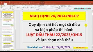 Nghị định 242024NĐCP Hướng dẫn Luật đấu thầu 222023QH15 ngày 27022024 [upl. by Camroc]