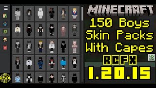 150 Boys Skin Packs With Capes For Minecraft 12015 Mobile and PC [upl. by Monto499]