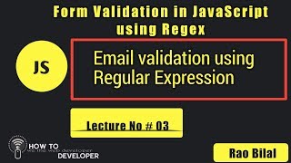 JavaScript Tutorials in Hindi Part 03 Email validation using Regular Expression  HindiUrdu [upl. by Enecnarf]