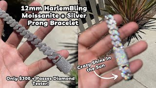 HarlemBling Moissanite Prong Miami Cuban Link Bracelet 12MM Review [upl. by Fortna]