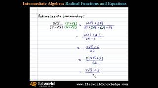 Rationalize the Denominator with the Conjugate  Algebra fwk IA 050403 [upl. by Ainola835]