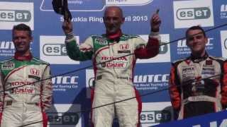 Castrol Honda WTCC  Slovakia podium  Gabriele Tarquini heads a Honda 123 [upl. by Antoinette46]