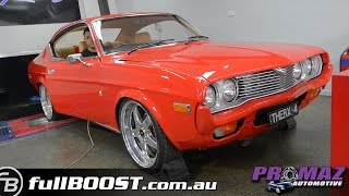 13B turbo Mazda RX4 street car dyno  Promaz [upl. by Bolten]