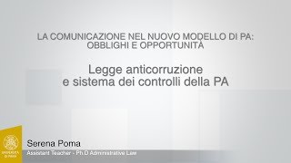 Poma  01  Legge anticorruzione e sistema dei controlli della PA [upl. by Orlosky]