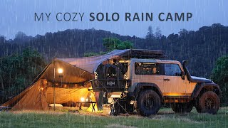 SOLO Car Camping in RAIN  Cozy Relaxing with my Dog  Sleep in a tent [upl. by Llerot]