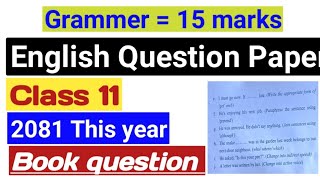 Class 11 English Question Paper 2024  Model Question 2081  Grammer [upl. by Akeit918]