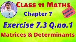 TN 11th Maths Matrices and Determinants Exercise 73 Qno1 Chapter 7 AlexMaths TamilNadu Syllabus [upl. by Maddie]