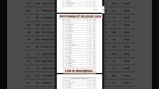 BNYS RANK LIST RELEASED 2024bnys shorts  naturopathy  medicos Rabins vlogs [upl. by Gerhardine]