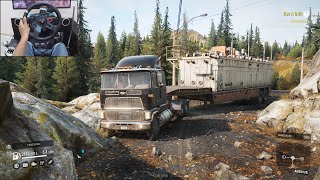 Transporting an oversized construction trailer  SnowRunner  Logitech g29 gameplay [upl. by Aymahs]