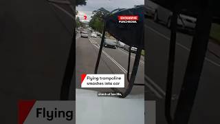 Flying trampoline hits car in Punchbowl Sydney [upl. by Novyart678]