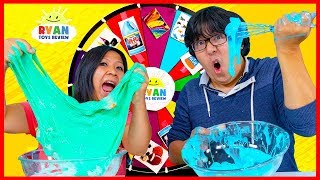 Mystery Wheel of Slime Challenge Ryans Mommy vs Ryans Daddy [upl. by Nnailuj]