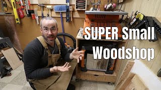 SUPER Small Woodworking Shop Tour Small shop organization [upl. by Howenstein]